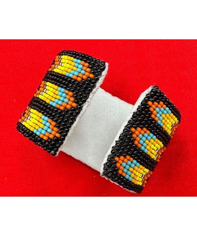 Southwestern Native Style Seed Beads Beaded Hard Cuff Bracelet Black Paw $11.00 Bracelets