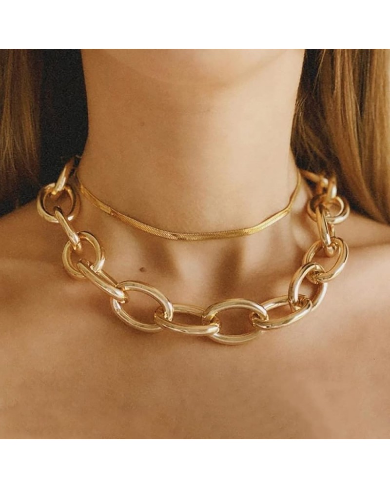 Boho Choker Necklace Gold Cuban Link Necklaces Chain Fashion Jewelry for Women and Girls Gold snake chain $10.07 Necklaces