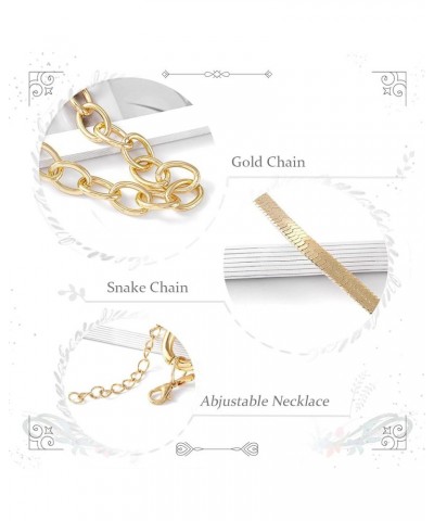 Boho Choker Necklace Gold Cuban Link Necklaces Chain Fashion Jewelry for Women and Girls Gold snake chain $10.07 Necklaces