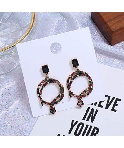 Boho Ethnic Cobra Snake Dangle Drop Earrings for Women Party Aniaml Earrings Hanging Hook Jewelry Crystal $6.50 Earrings