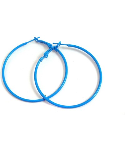 Blue Hoop Earrings Simple Thin Hoop Earrings 2 Inch Hoop Earrings $6.11 Earrings