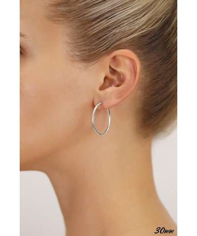 14k White Gold Classic Round Hoop Earrings 30mm (1.2 inch) $39.58 Earrings