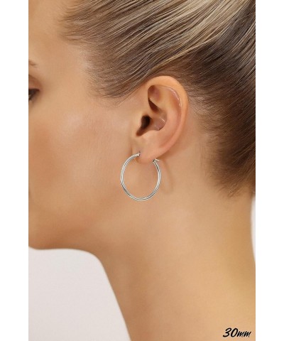 14k White Gold Classic Round Hoop Earrings 30mm (1.2 inch) $39.58 Earrings