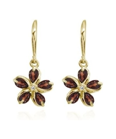 Sterling Silver Garnet Polished Flower Dangle Leverback Earrings yellow-gold-flashed-silver $16.80 Earrings