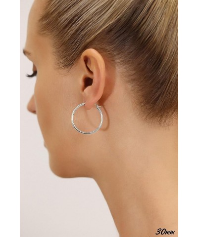 14k White Gold Classic Round Hoop Earrings 30mm (1.2 inch) $39.58 Earrings