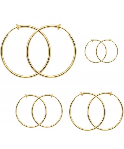 Gold/Silver Clip On Hoop Earrings for Women Non Piercing Earrings Jewelry Set Large Hoop Earrings for Women Teens Retractable...