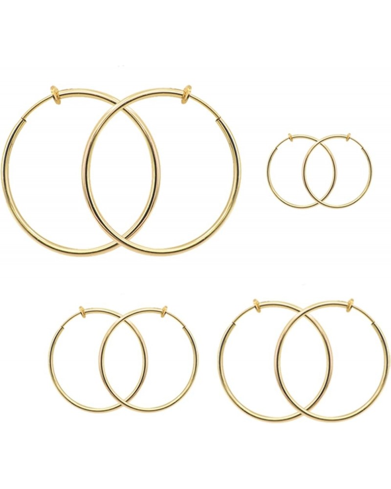 Gold/Silver Clip On Hoop Earrings for Women Non Piercing Earrings Jewelry Set Large Hoop Earrings for Women Teens Retractable...