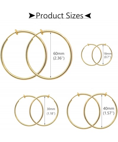 Gold/Silver Clip On Hoop Earrings for Women Non Piercing Earrings Jewelry Set Large Hoop Earrings for Women Teens Retractable...