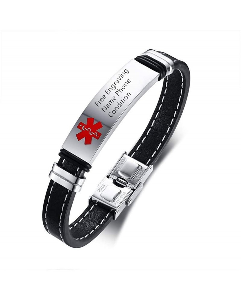 Medical Alert ID Bracelet for Men Women - Silicone Adjustable Sos Emergency Identification Bracelets Blood Thinner,Healthy IC...