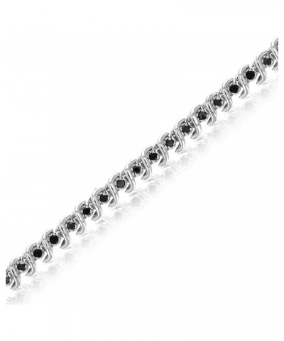 1 cttw Black Diamond Bracelet .925 Sterling Silver Classic S-Link Round 7.75 Inch $76.50 Bracelets