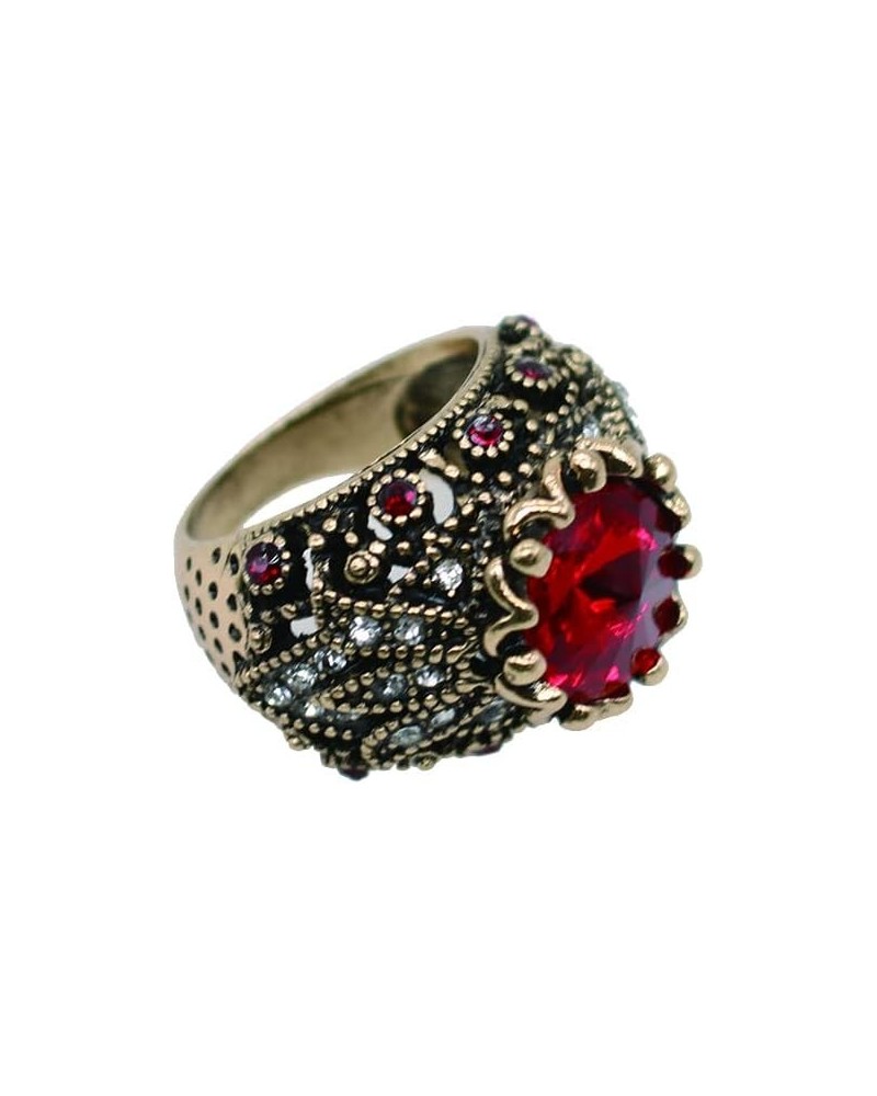 Retro Crystal Cocktail Statement Ring Antique Colorful Rhinestone Stacking Wedding Band Rings Fashion Jewelry Accessories for...