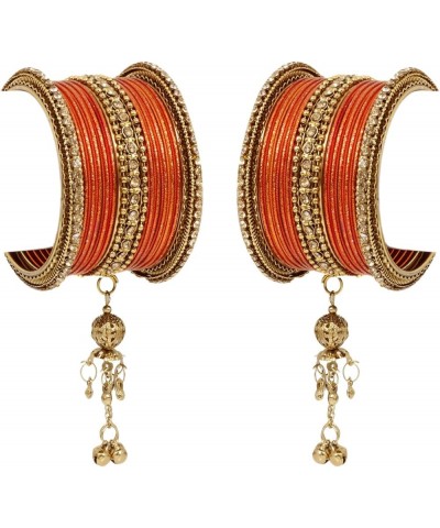 SANARA Traditional Antique Indian Bollywood 30 Pcs Beautiful Wedding Bridal Bangle Set Jewelry Orange 2.4 Inches $17.95 Brace...