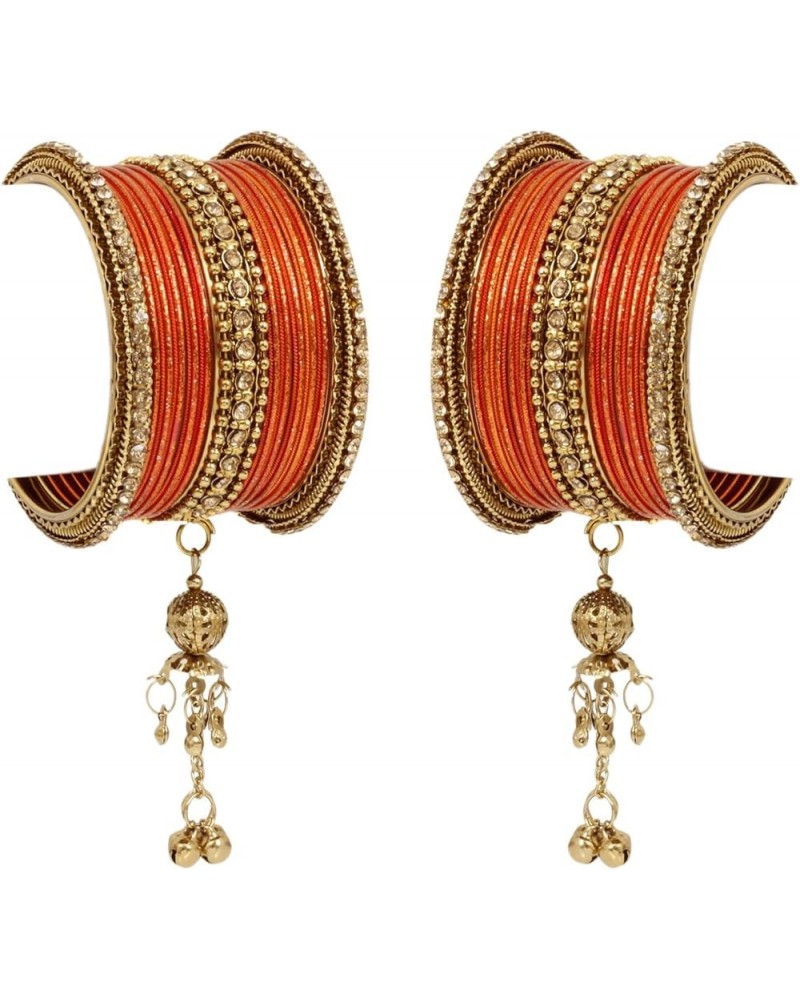 SANARA Traditional Antique Indian Bollywood 30 Pcs Beautiful Wedding Bridal Bangle Set Jewelry Orange 2.4 Inches $17.95 Brace...