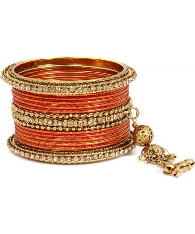 SANARA Traditional Antique Indian Bollywood 30 Pcs Beautiful Wedding Bridal Bangle Set Jewelry Orange 2.4 Inches $17.95 Brace...