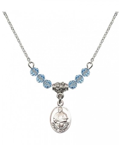 March Birth Month Bead Necklace with Catholic Patron Saint Petite Charm, 18 Inch Pope Francis $26.60 Necklaces