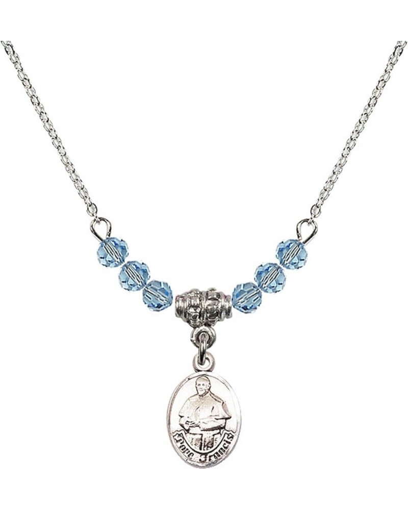 March Birth Month Bead Necklace with Catholic Patron Saint Petite Charm, 18 Inch Pope Francis $26.60 Necklaces