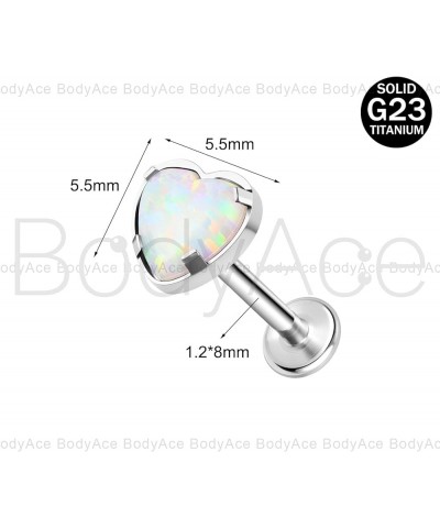 F136 Titanium Body Piercing Studs, 16G Flat Back Cartilage Earring Studs with Piercing Taper, Internally Threaded Labret Lip ...