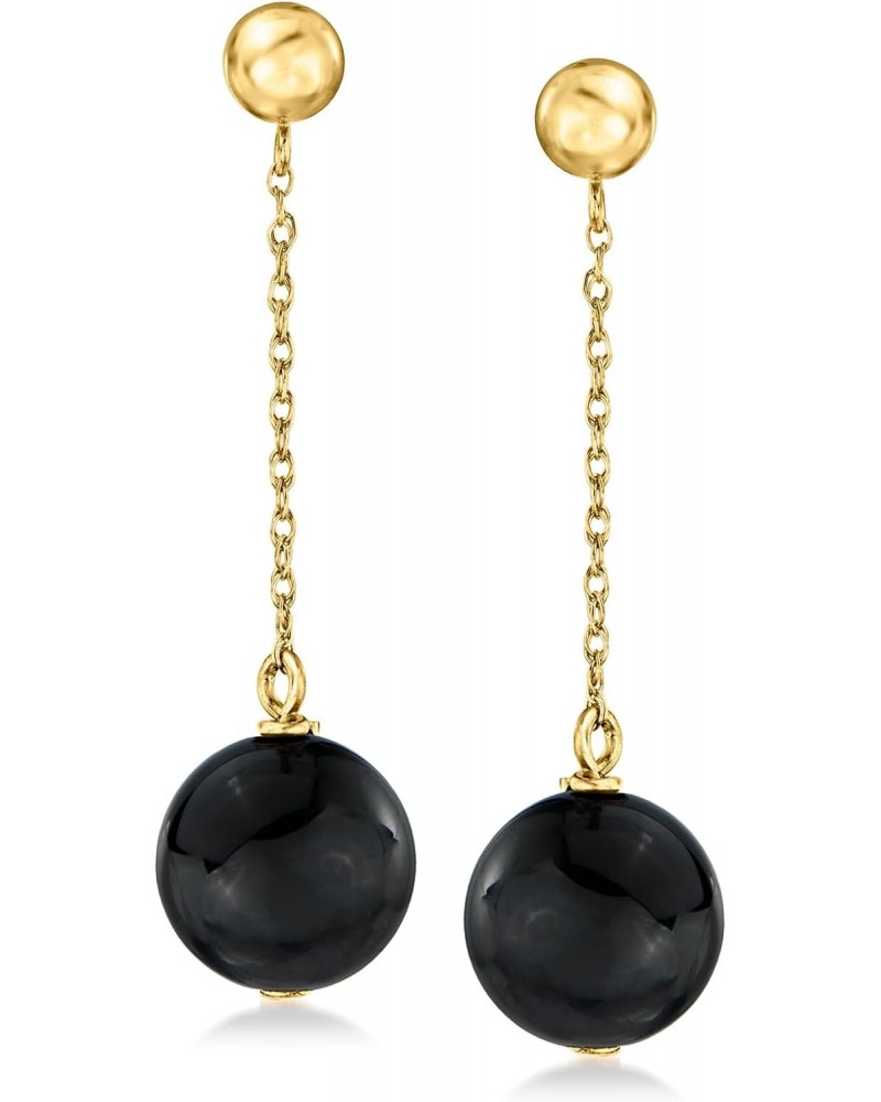 10mm Onyx Bead Drop Earrings in 14kt Yellow Gold $43.68 Earrings