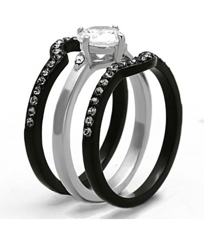 His and Hers 4 Piece?Black Ion Plated Stainless Steel Wedding Engagement Ring Band Set Women's Size 09 Men's 06mm Size 10 $22...