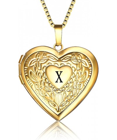 Love Heart Locket Necklace That Holds Pictures, Initial Alphabet A-Z Photo Lockets Letter X $8.61 Necklaces