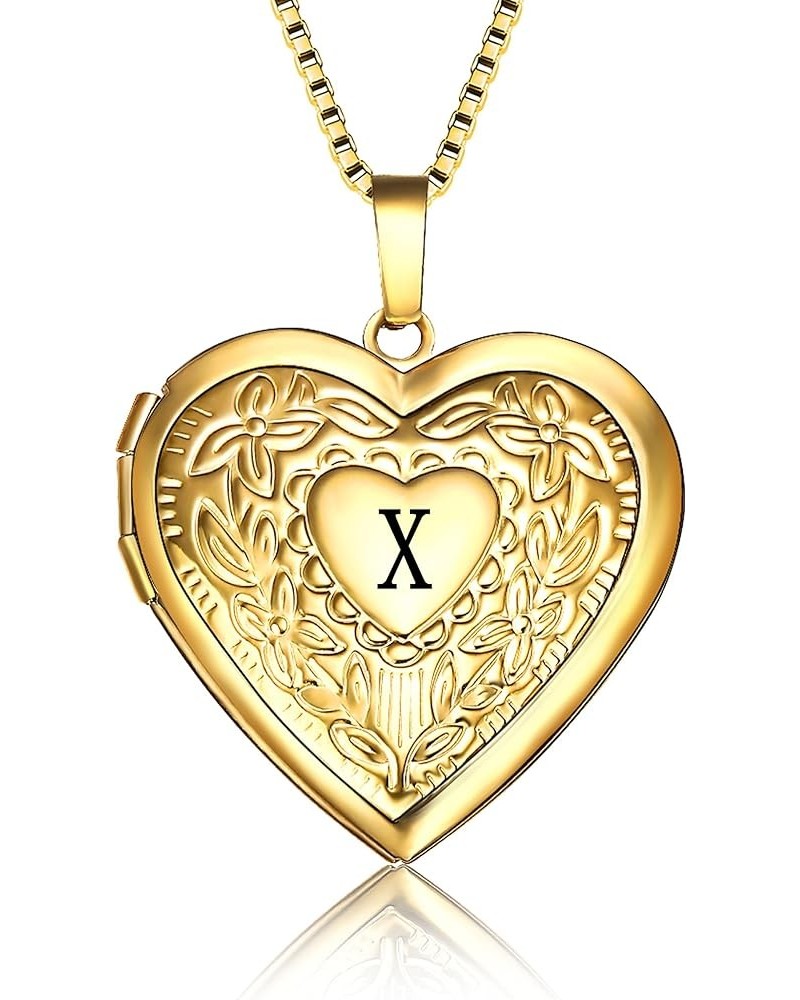 Love Heart Locket Necklace That Holds Pictures, Initial Alphabet A-Z Photo Lockets Letter X $8.61 Necklaces