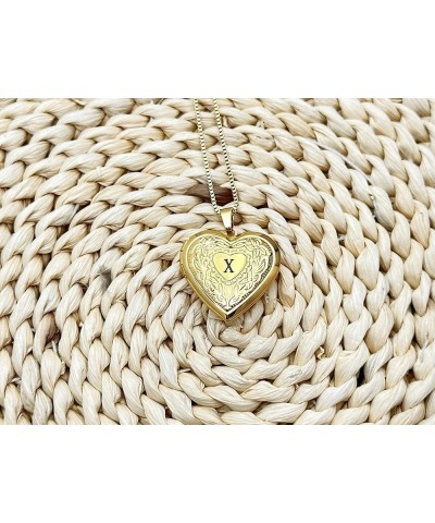 Love Heart Locket Necklace That Holds Pictures, Initial Alphabet A-Z Photo Lockets Letter X $8.61 Necklaces