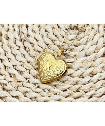 Love Heart Locket Necklace That Holds Pictures, Initial Alphabet A-Z Photo Lockets Letter X $8.61 Necklaces