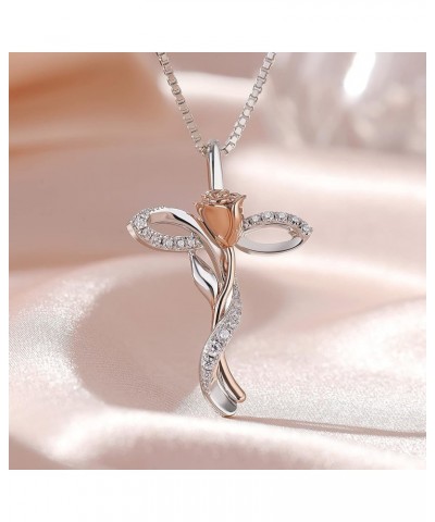 Star Cross Necklace for Women 925 Sterling Silver Infinity Cross Pendant with Birthstone Cubic Zirconia, Cross Jewelry Gift f...