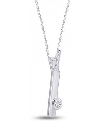 Bat Ball Cricket Love Simulated CZ Stone 925 Stamp Sterling Silver Pendant Necklace White Gold Over : Cubic Zirconia $17.63 N...