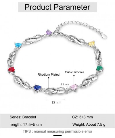 Personalized Name Bracelet for Women with 1/2/3/4/5/7 Birthstones,Customize 1-7 Names Mother Bracelets,Personalized Gifts for...