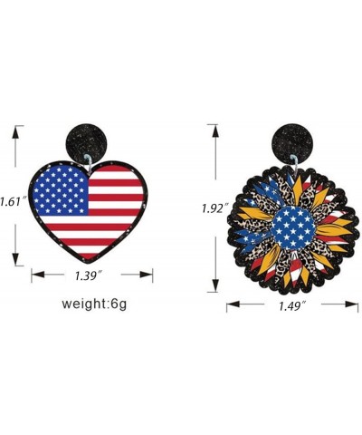 4th of July Earrings for Women 4 Pairs American Flag Acrylic Earrings Rainbow Earrings Stars Stripes Teardrop Dangle Earrings...