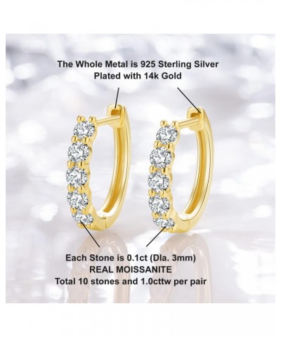 Moissanite Hoop Earrings, 0.48-1.0cttw DF Color Simulated Diamond 18K White Gold Plated Earrings for Women with Certificate o...