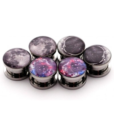 Set of 3 pairs Screw on Picture Plugs - Set 1 - (Full Moon, Moon Style 2, Galaxy) - All 3 pairs included 3/4" (19mm) $11.13 B...