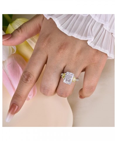 Radiant/Emerald Cut Engagement Ring,Simulated Ring,18K White/Yellow Gold Plated 925 Silver Promise Ring 9.5 White,Yellow $19....