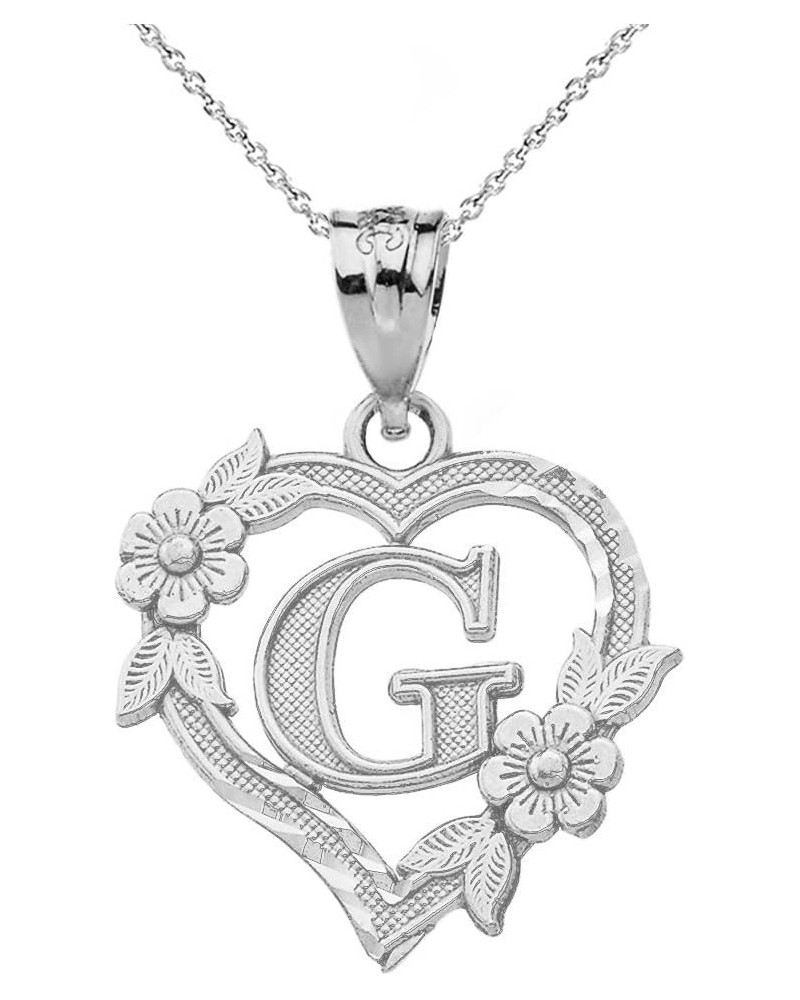 Sterling Silver Initial Heart Pendant for Women 18.0 Inches G $24.18 Necklaces