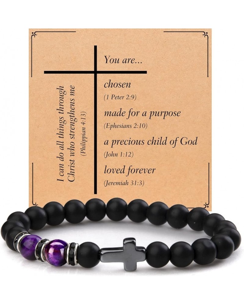 Christian Gifts for Men Women, Cross Bracelet Catholic Religious Gifts StyleA - Purple $10.25 Bracelets