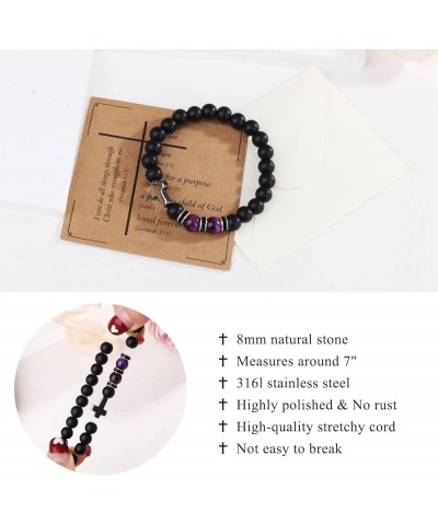 Christian Gifts for Men Women, Cross Bracelet Catholic Religious Gifts StyleA - Purple $10.25 Bracelets