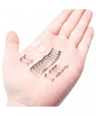 22Pcs 16G Forward Helix Cartilage Tragus Earring Studs Internal & External Threaded Labret Lip Monroe Ring Barbell Body Pierc...