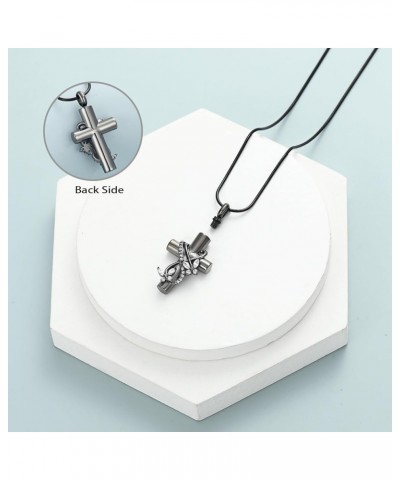 Cross Urn Necklace for Ashes Birthstone Rose Flower Cremation Jewelry for Women Gilrs Keepsake Memorial Ashes Pendant Butterf...