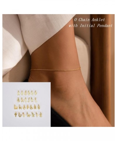 Ankle Bracelets for Women 14K Gold Plated Initial Anklets for Women Teen Girls Dainty Gold Anklets A-Z Initial Ankle Bracelet...