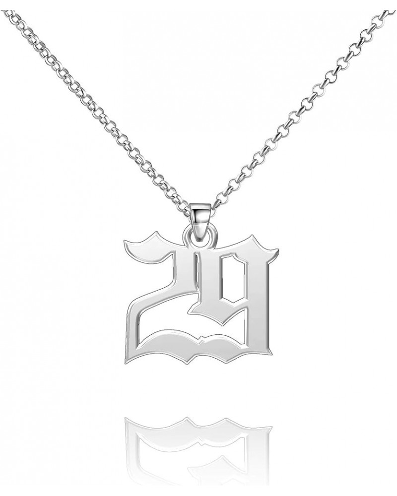 Lucky Number Necklace Personalized 925 Sterling Silver Customized Pendant for Men Women 29 Silver(0.7inch) $16.37 Necklaces