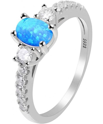 Emily Engagement Ring or Statement BIrthstone Ring for Women Oval Simulated Opal Sterling Silver Cubic Zirconia October Birth...