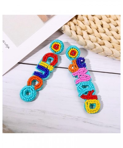 Cinco De Mayo Summer Earrings for Women Beaded Fiesta Taco Cactus Hector Pepper Dangle Earrings I'm Spaicy Message Chili Holi...