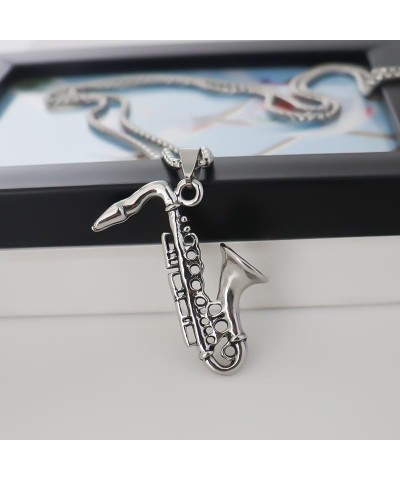 Saxophone Necklace for Men Women Hip Hop Jazz Musical Instrument Pendant Necklace Punk Rock Vintage Statement Music Lovers Ne...