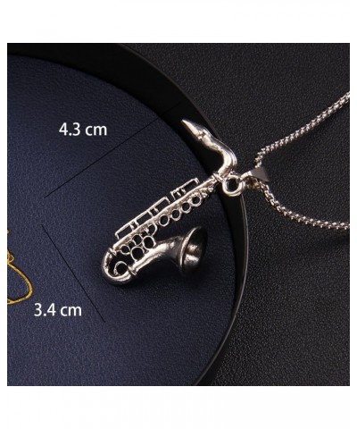 Saxophone Necklace for Men Women Hip Hop Jazz Musical Instrument Pendant Necklace Punk Rock Vintage Statement Music Lovers Ne...