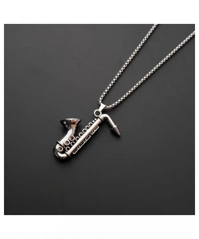 Saxophone Necklace for Men Women Hip Hop Jazz Musical Instrument Pendant Necklace Punk Rock Vintage Statement Music Lovers Ne...