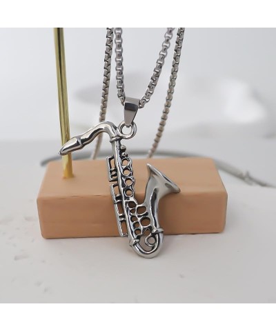 Saxophone Necklace for Men Women Hip Hop Jazz Musical Instrument Pendant Necklace Punk Rock Vintage Statement Music Lovers Ne...