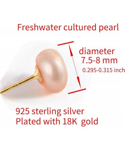 pink pearls 18K plate Gold stud Earrings for women Ladies Girl，Handpicked Genuine Freshwater's aquaculture Cultured AAAA+ Pea...