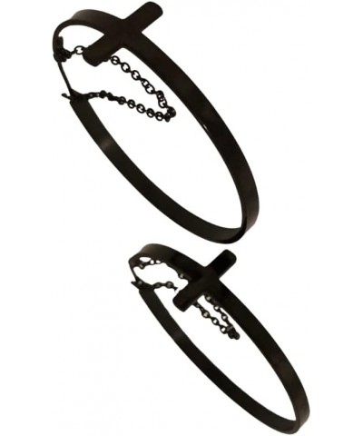 Black Stainless Steel Cross Hoop Earrings $16.50 Earrings