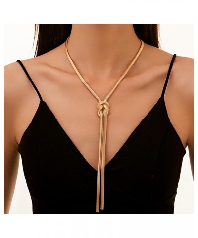 Lariat Gold Necklace for Women Trendy Dainty Long Necklace Snake Chain Lariat Necklace Gold Twist Herringbone Pearl Y Necklac...